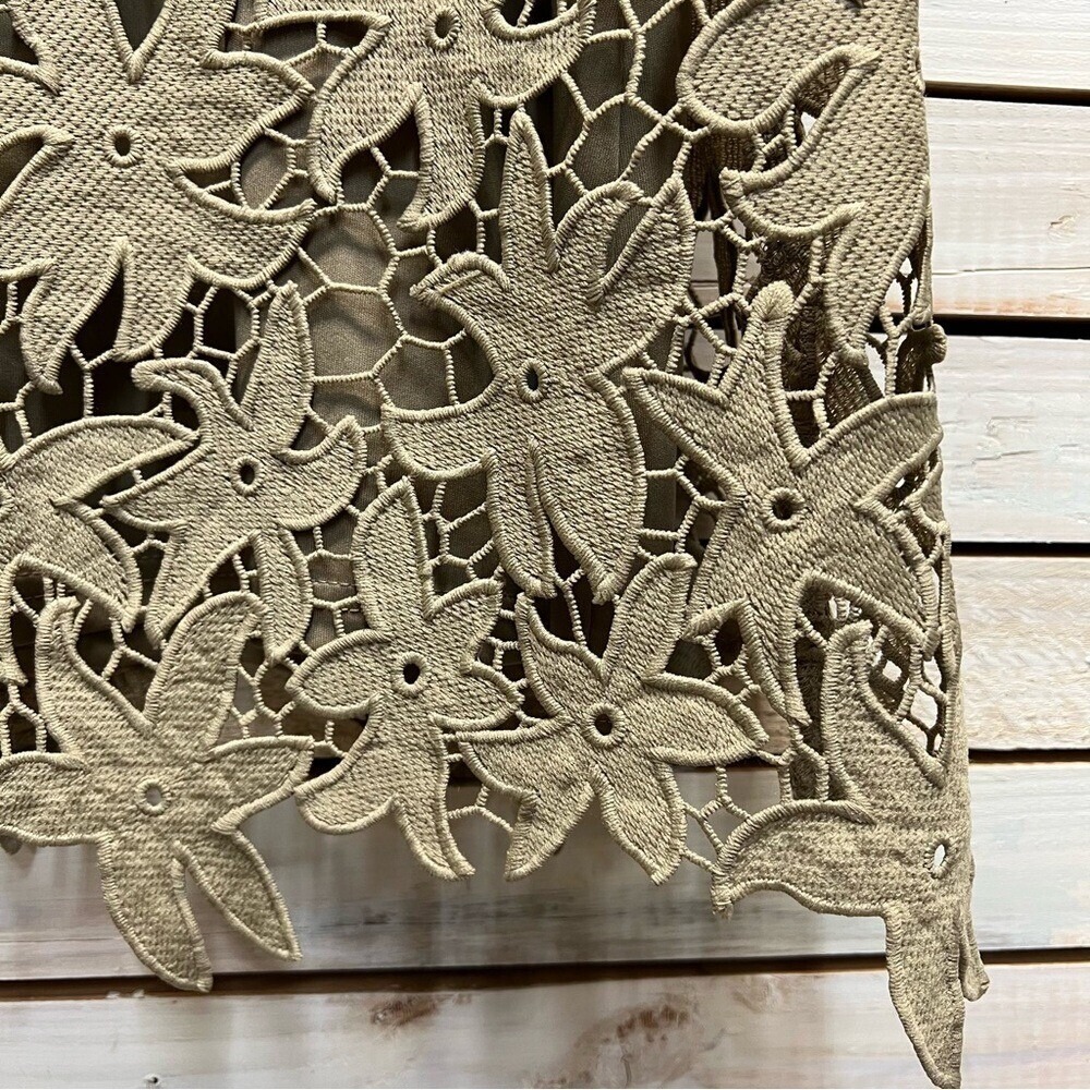 GNW Khaki Floral Lace Skirt Boho Chic Festival Garden Party cottagecore Size L - Picture 4 of 7
